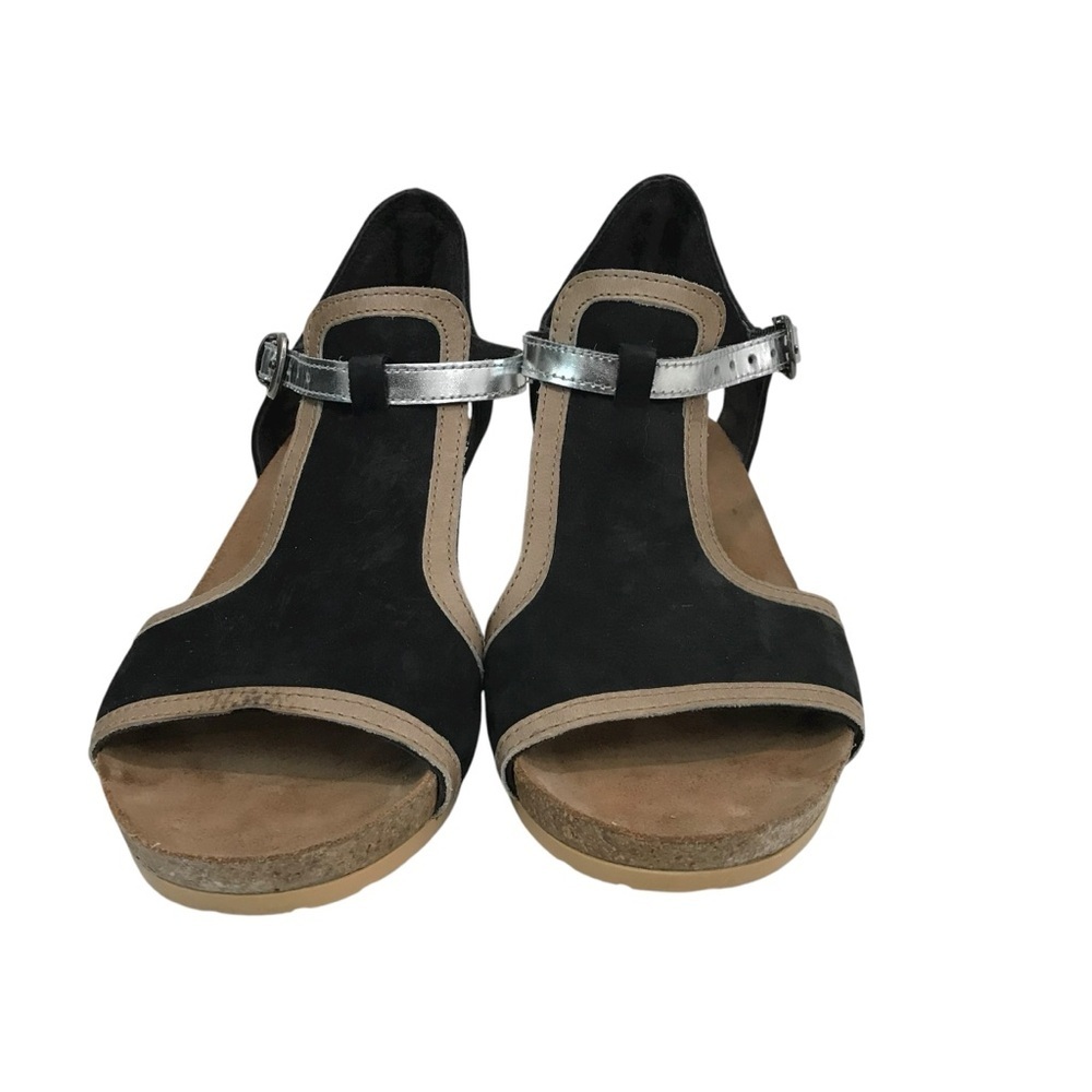 Naot Women's Fiona Sandals Size 37 6 Black Leather Wedge Heel Caged Shoe Open - Picture 5 of 6